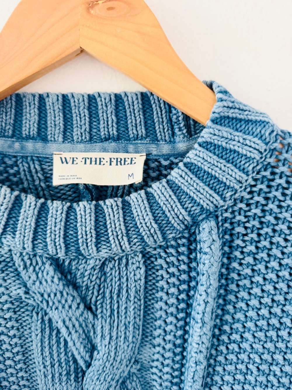 Free People In a Daze Blue Cable Knit Pullover Sweater - Picture 7 of 10